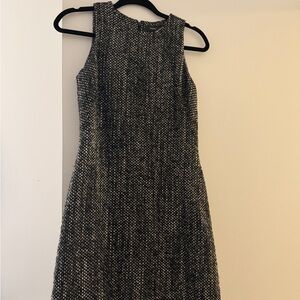 Theory Black and White Tweed Midi Dress